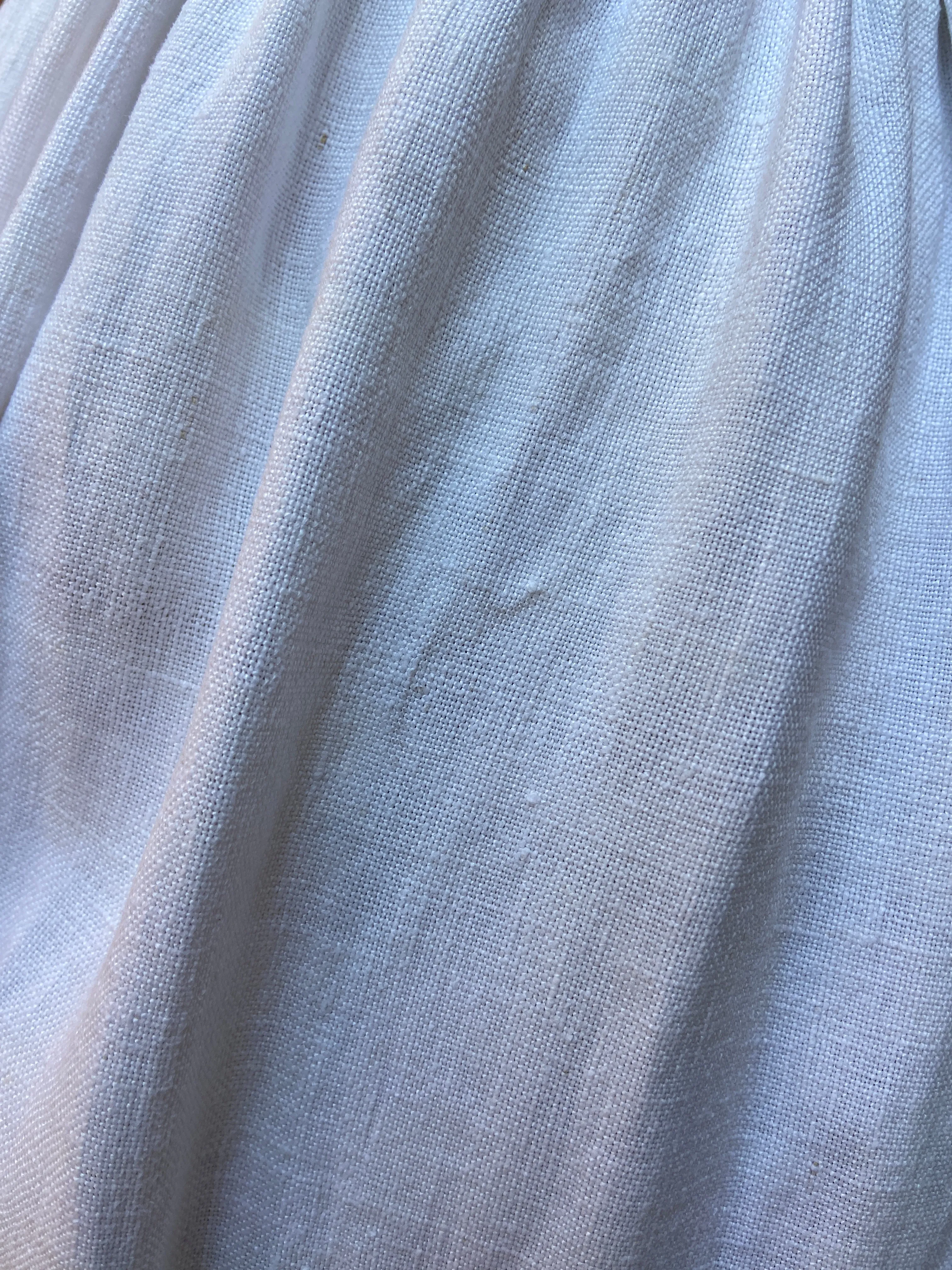 Antique Europen Linen and Cornflower Blue Floral Embroidered Skirt