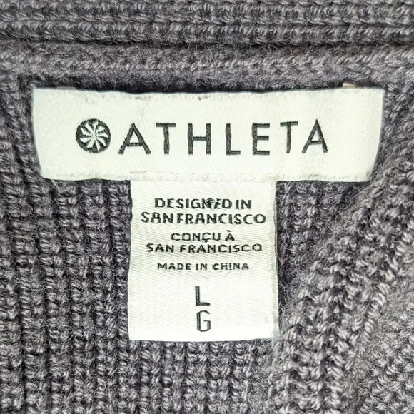 Athleta Hanover Sweater wool blend purple ribbed knit v neck size L