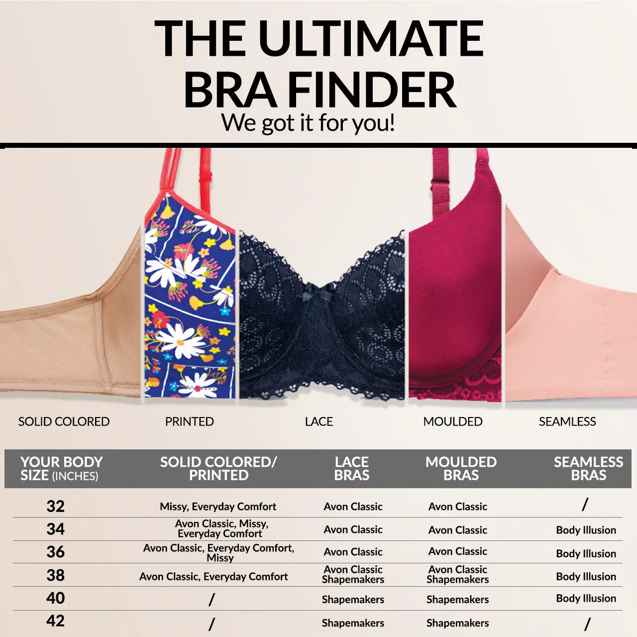 Avon Fashion Classic Selena Underwire Convertible Bra