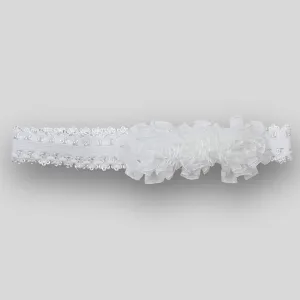 Baby Headband with lace roses- White