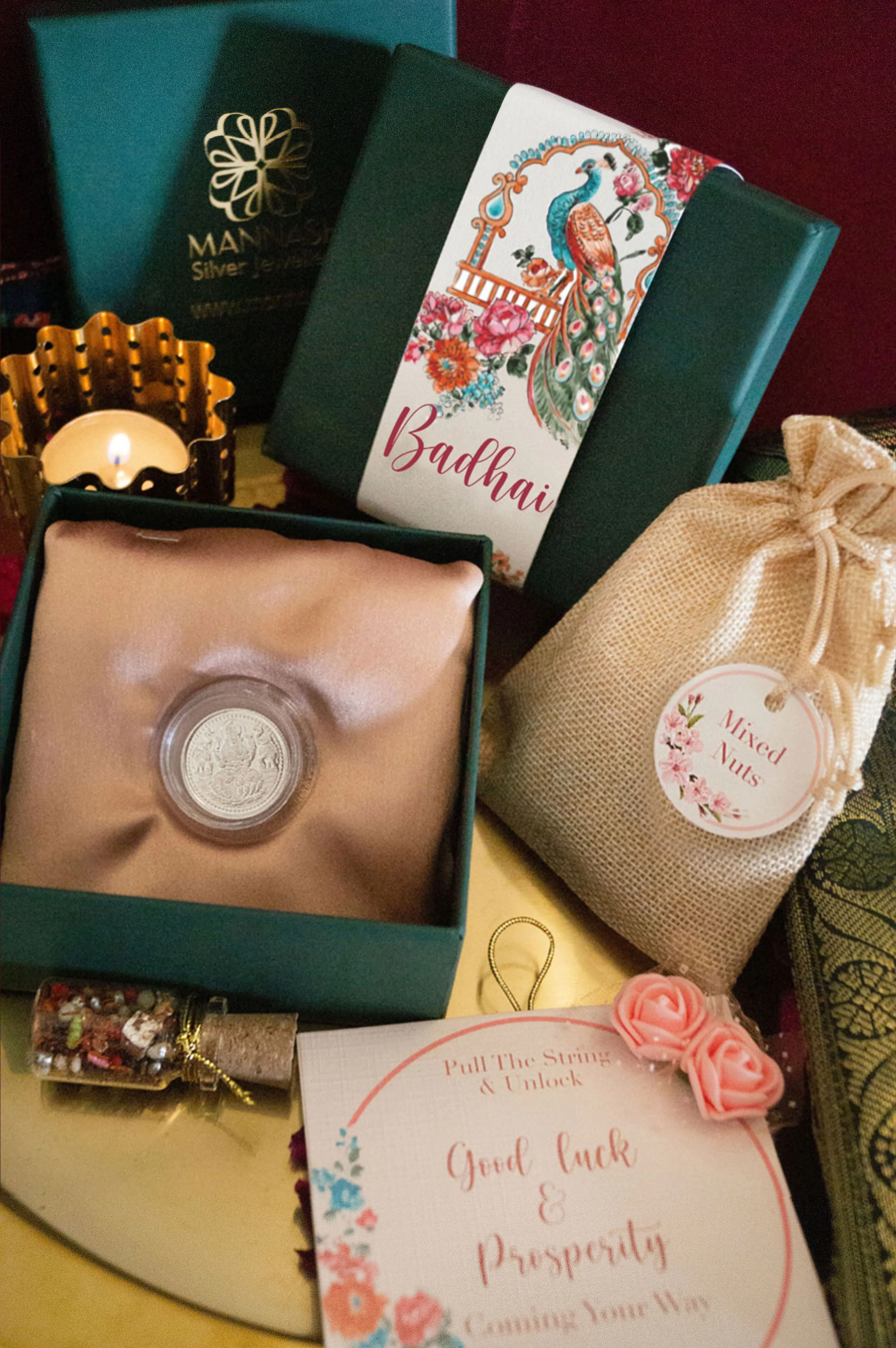 Badhai Hamper Gift Box - 999 5gm Lakshmi Coin