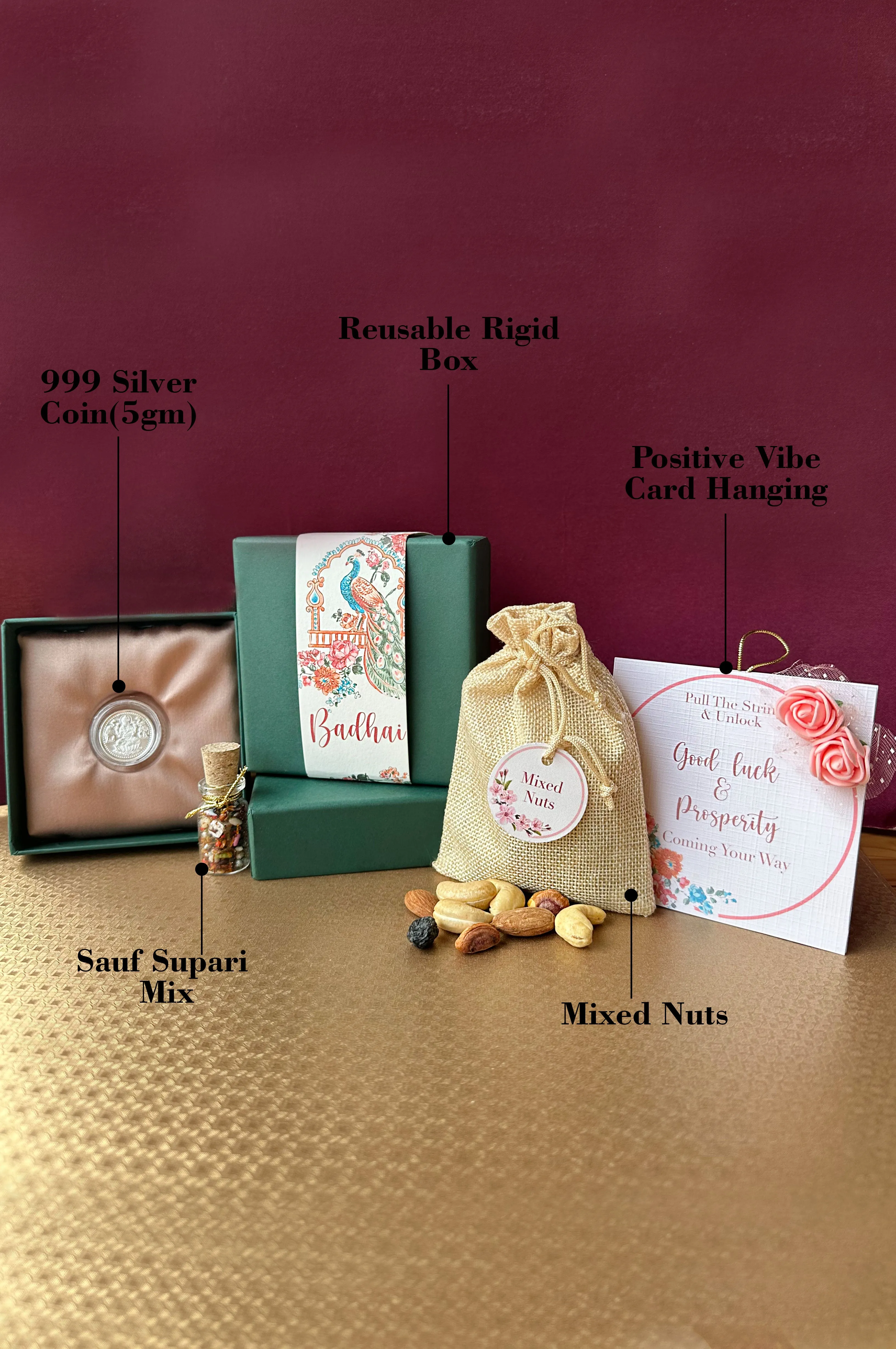 Badhai Hamper Gift Box - 999 5gm Lakshmi Coin