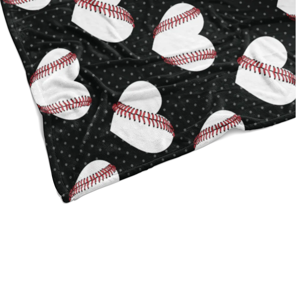 Baseball Heart Pattern Fleece Blanket
