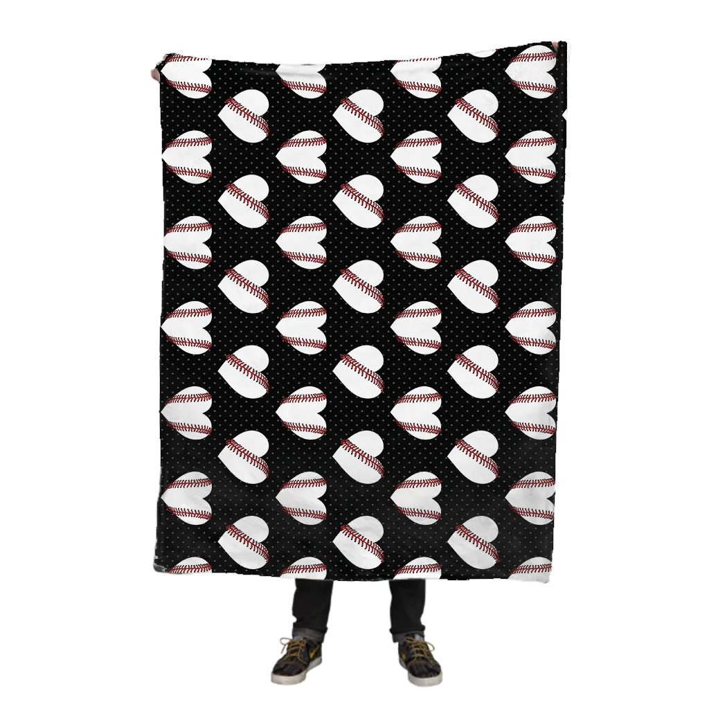 Baseball Heart Pattern Fleece Blanket