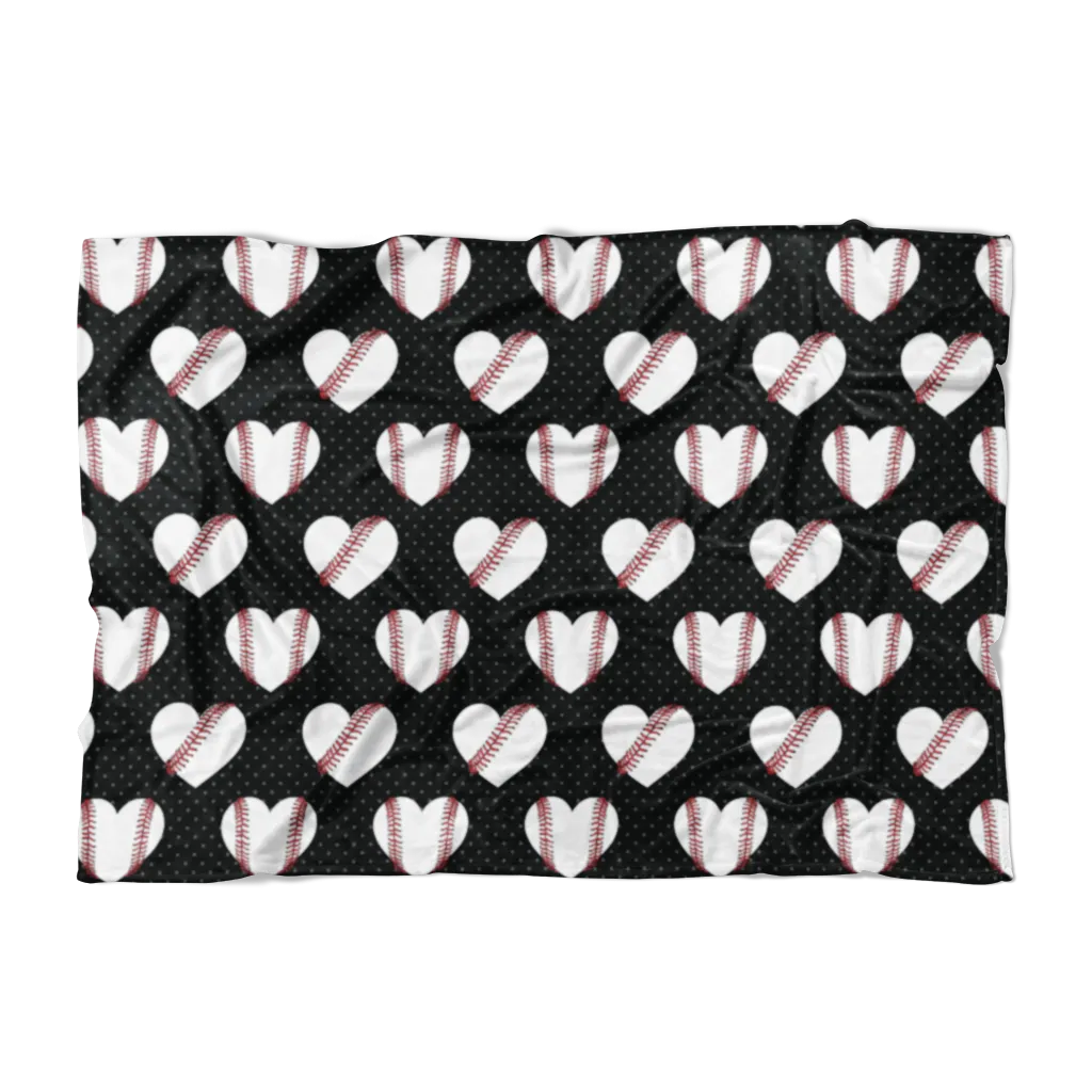 Baseball Heart Pattern Fleece Blanket