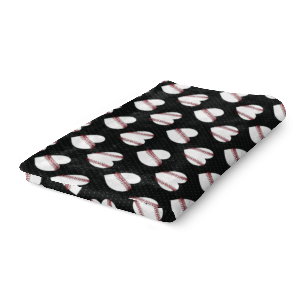 Baseball Heart Pattern Fleece Blanket