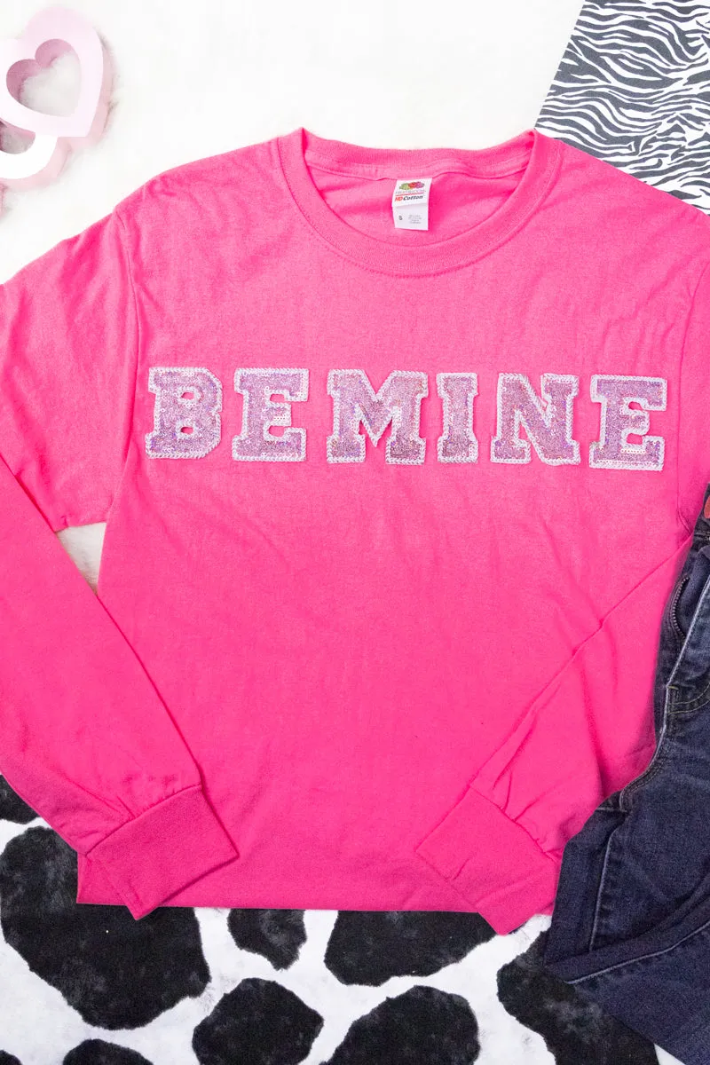 Be Mine Pink Sparkle Patch Unisex HD Cotton Long Sleeve Tee
