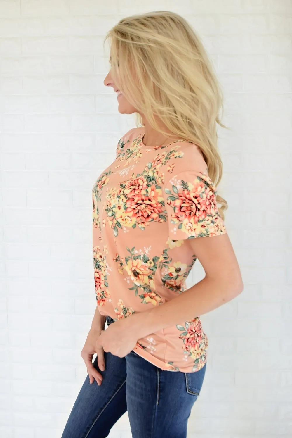 Beautifully Blooming Top ~ Peach