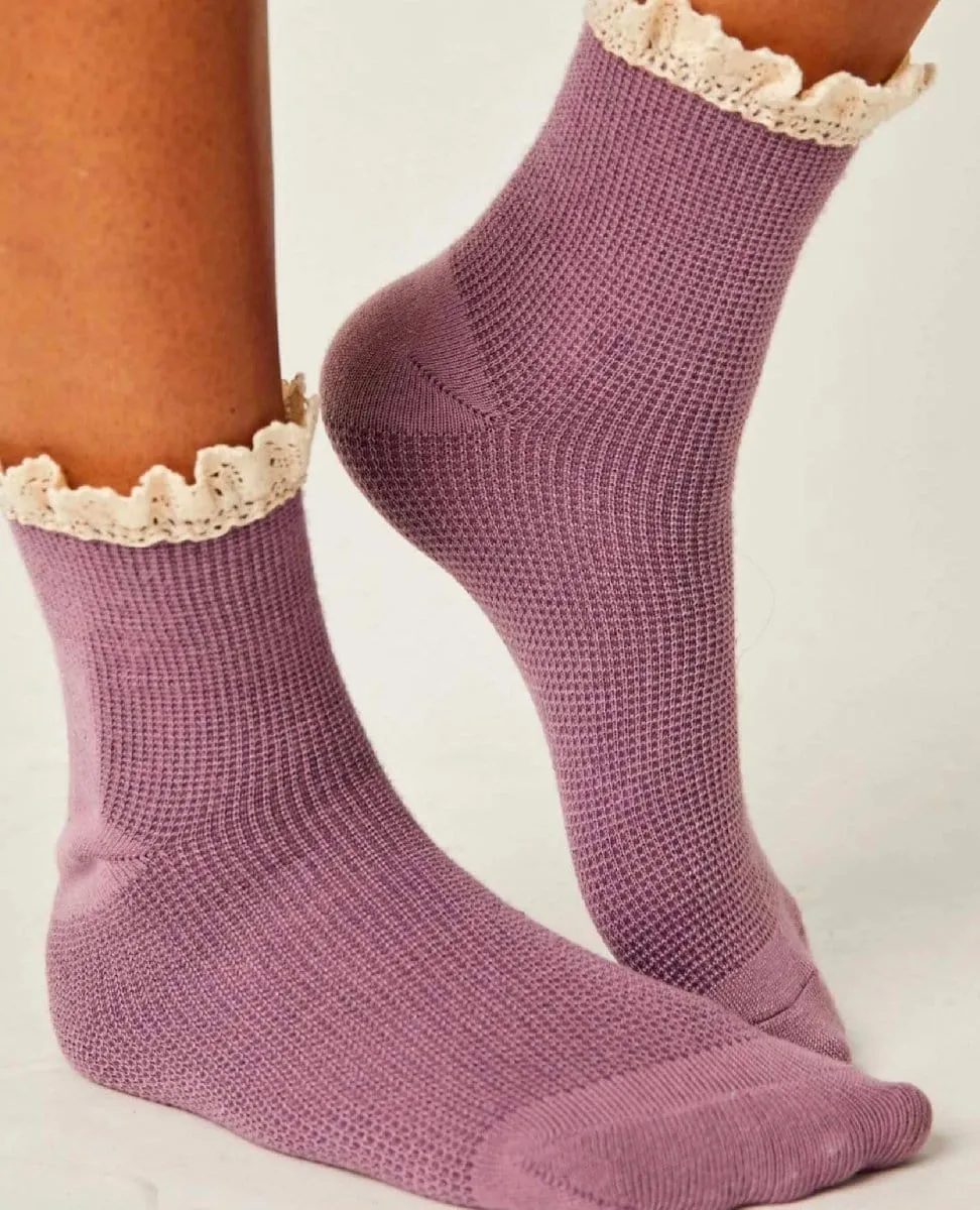 Beloved Waffle Knit Sock Plum