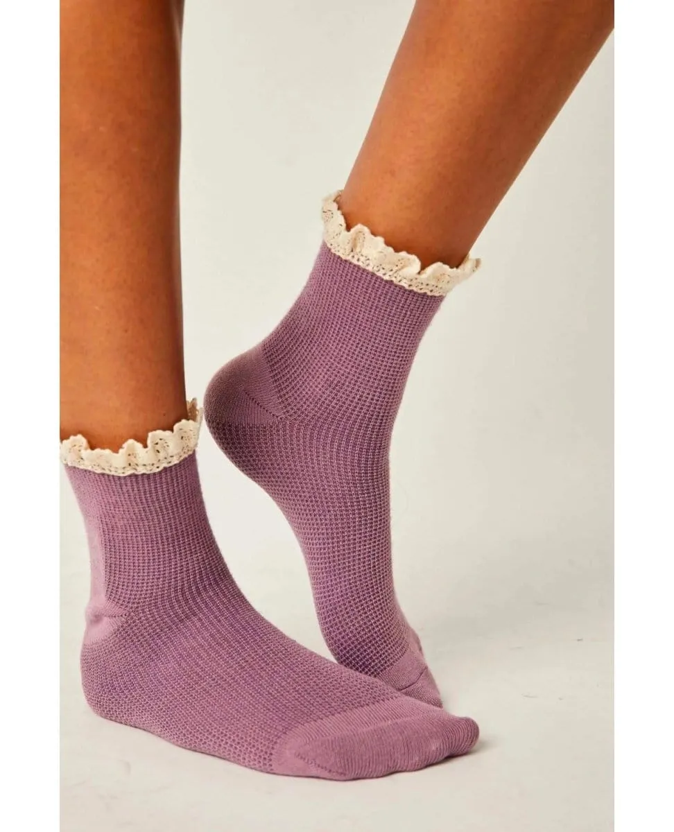 Beloved Waffle Knit Sock Plum
