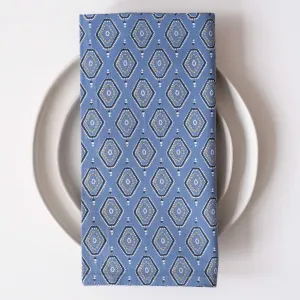 Beni Blue Block Printed Napkins - set of 4