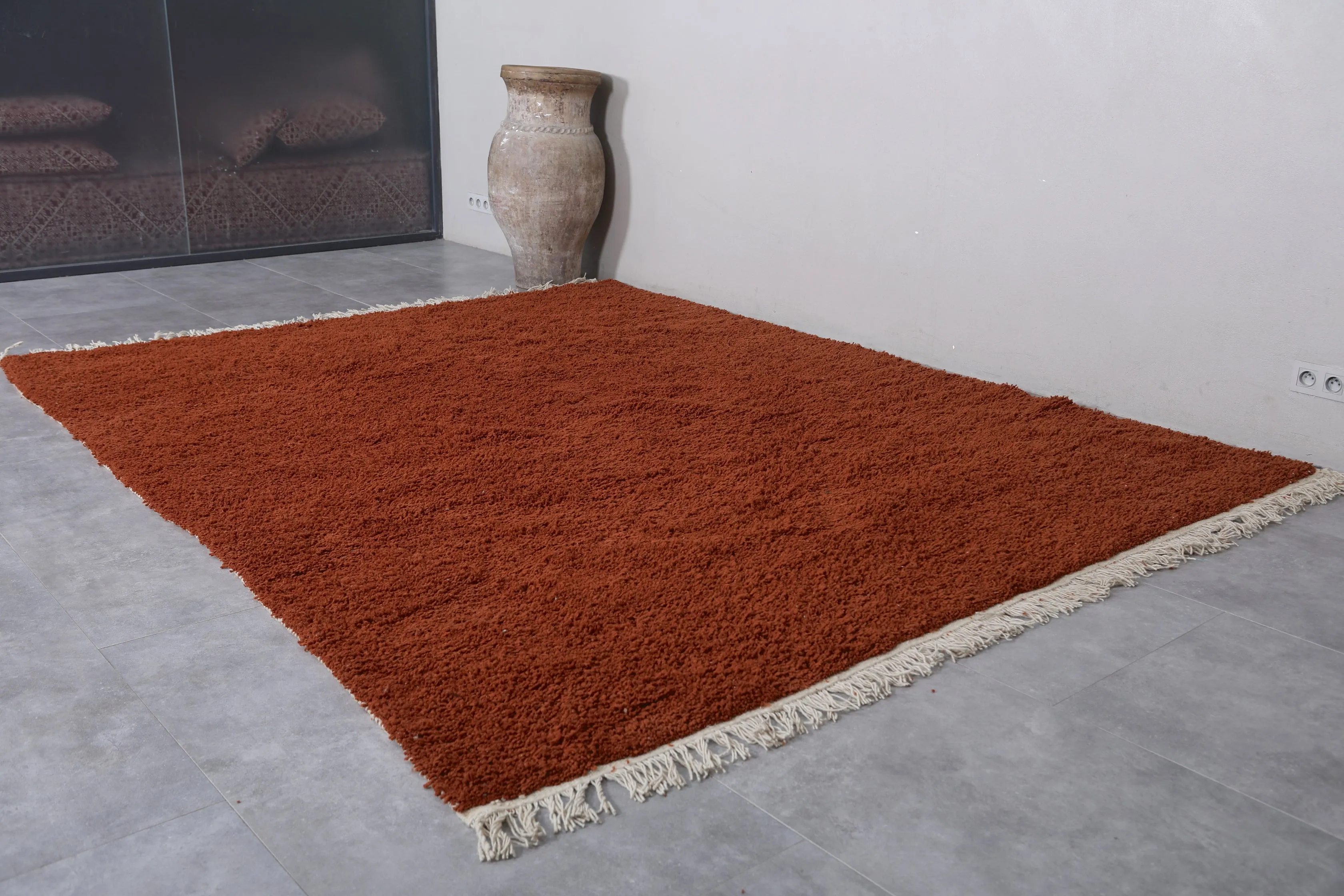 Beni ourain rug - Custom Moroccan area rug - Rust Morocco rug
