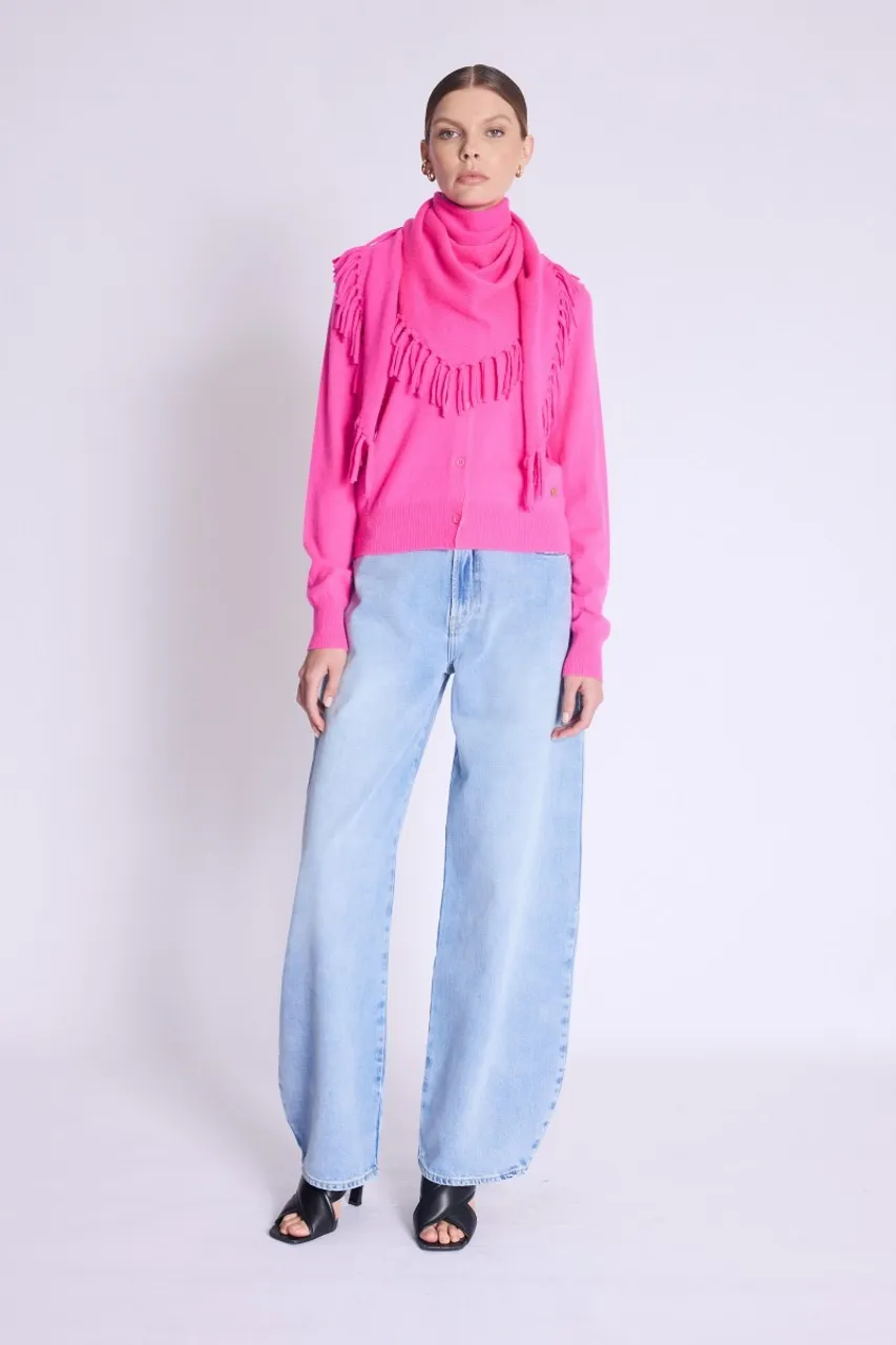 Berenice OFRINGES Scarf | Pink Wool and Cashmere Fringed Scarf