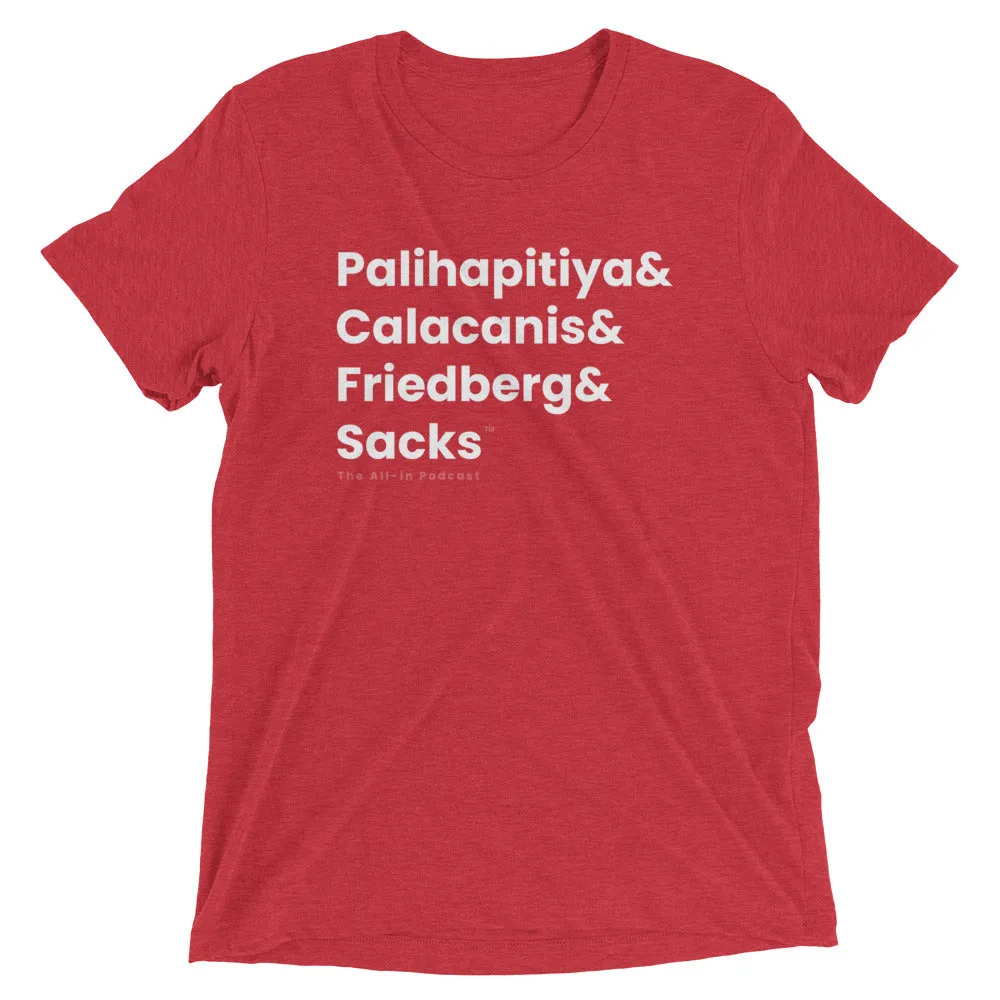 Besties Names in Bold - All-In Podcast Tee Shirt
