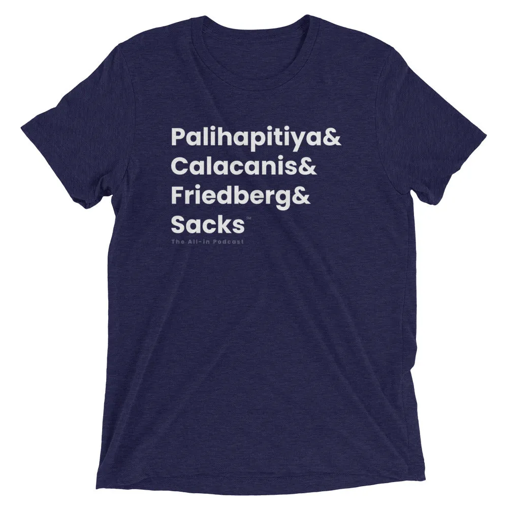 Besties Names in Bold - All-In Podcast Tee Shirt