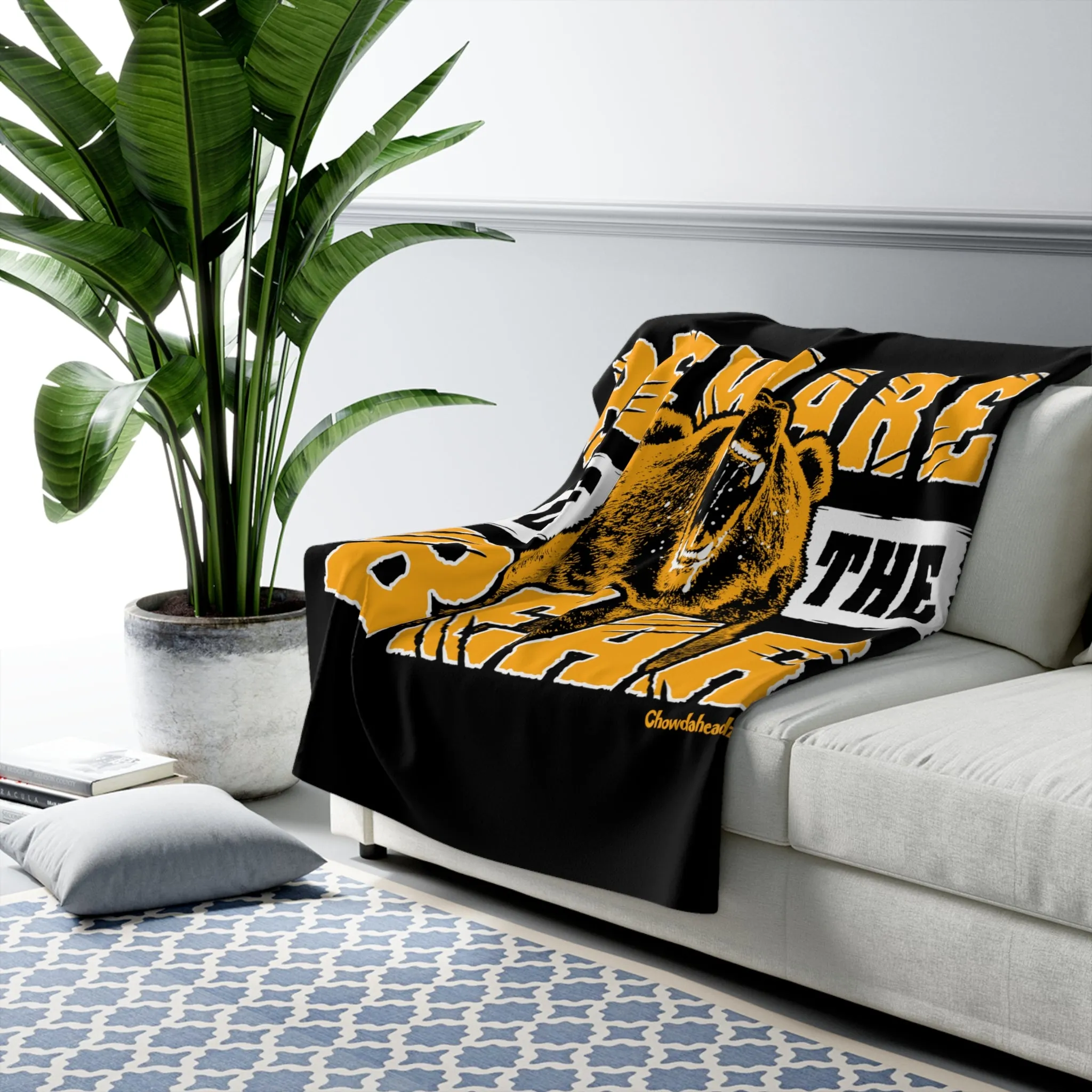 Beware of the Bear Boston Sherpa Fleece Blanket