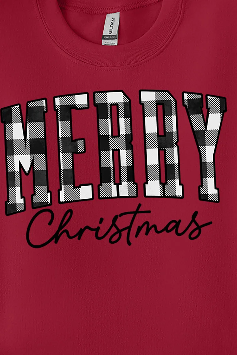 Black And White Buffalo Plaid Merry Christmas Unisex NuBlend Crew Sweatshirt