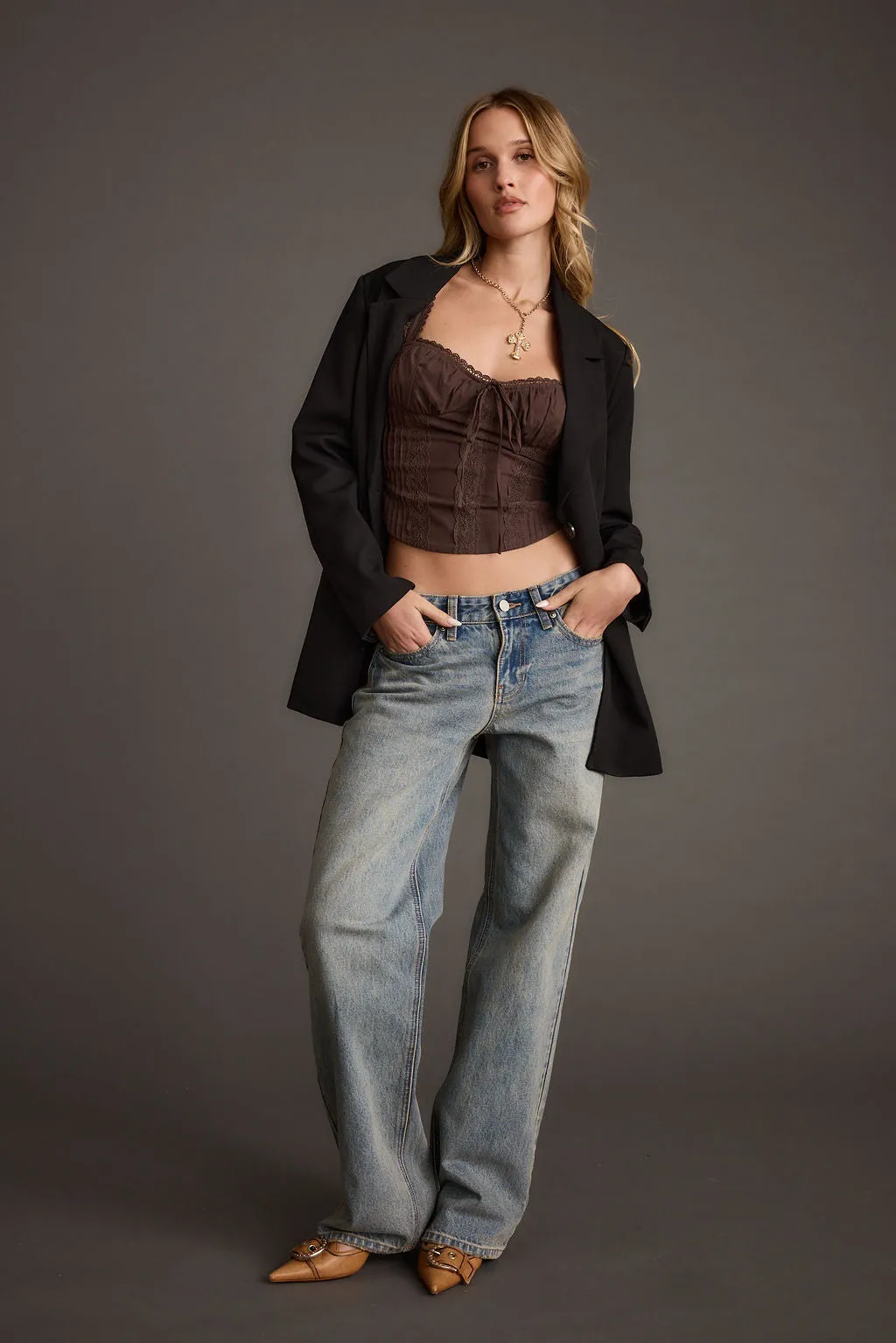 Blakely Brown Corset Top