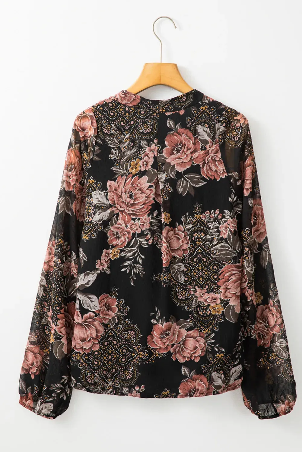 Blakely Printed Surplice Long Sleeve Blouse