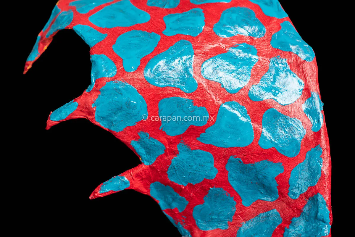 Blue & Orange Mexican Dragon Paper Mache Alebrije