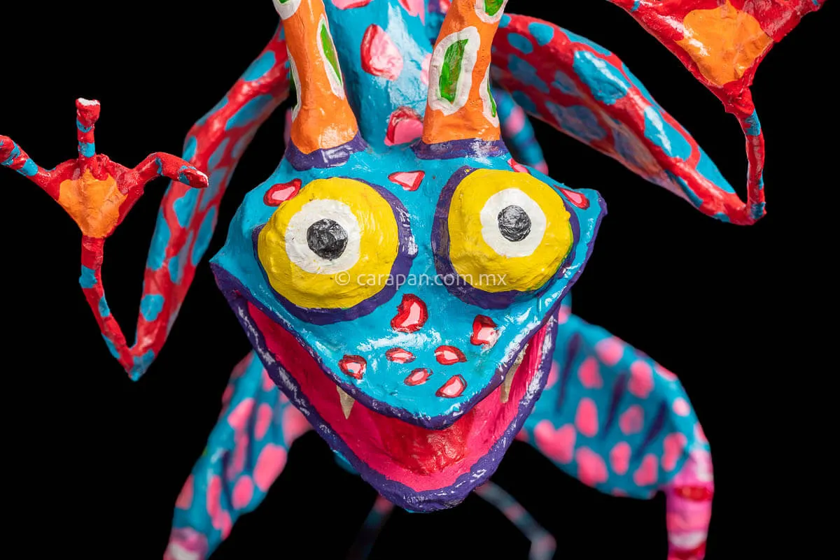 Blue & Orange Mexican Dragon Paper Mache Alebrije