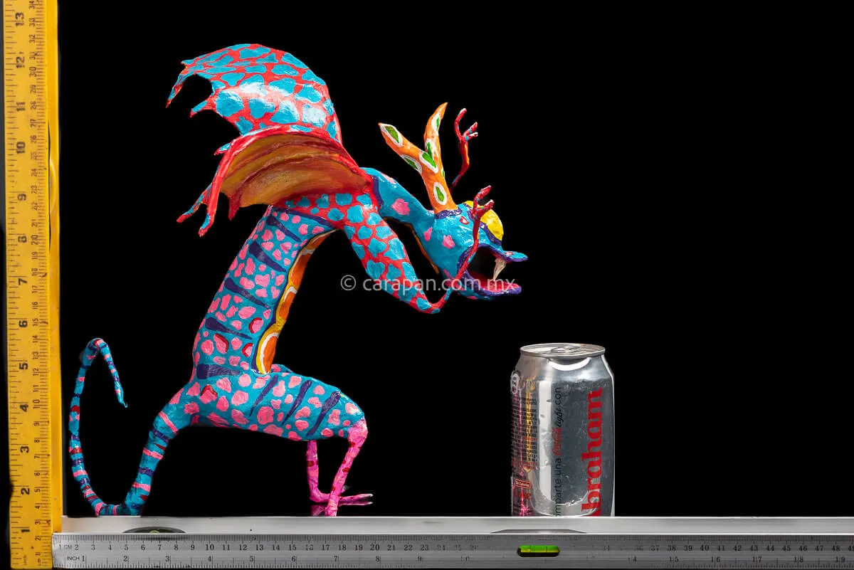 Blue & Orange Mexican Dragon Paper Mache Alebrije