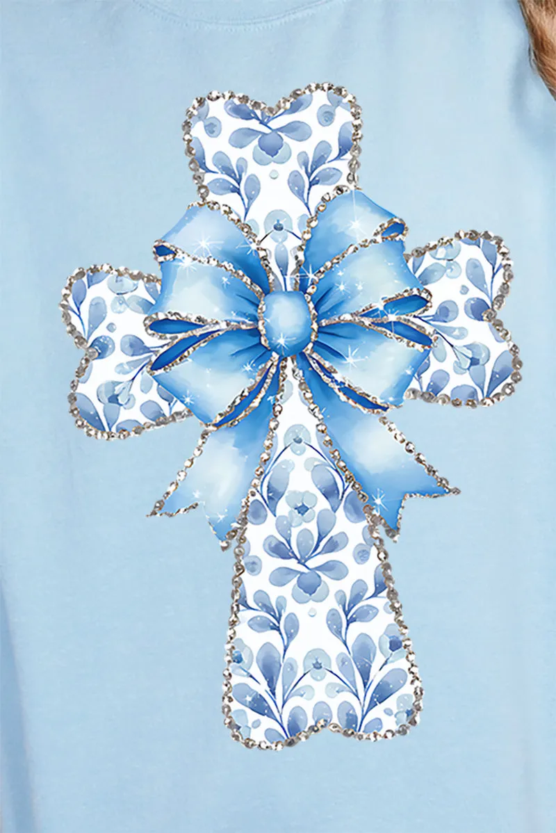 Blue Chinoiserie Cross Unisex NuBlend Crew Sweatshirt