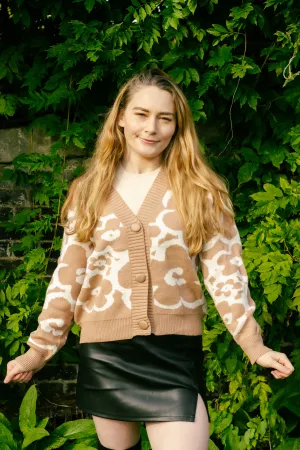 Bold Floral Outline Print Cardigan