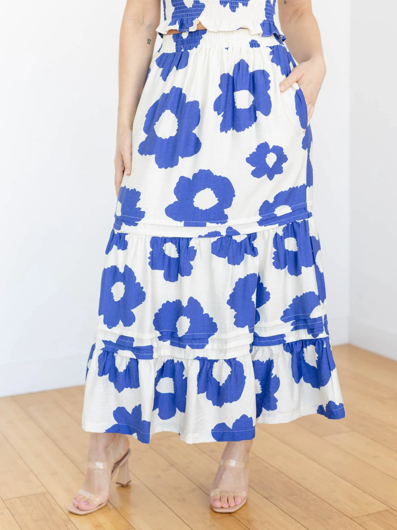 Bold Floral Tiered Skirt