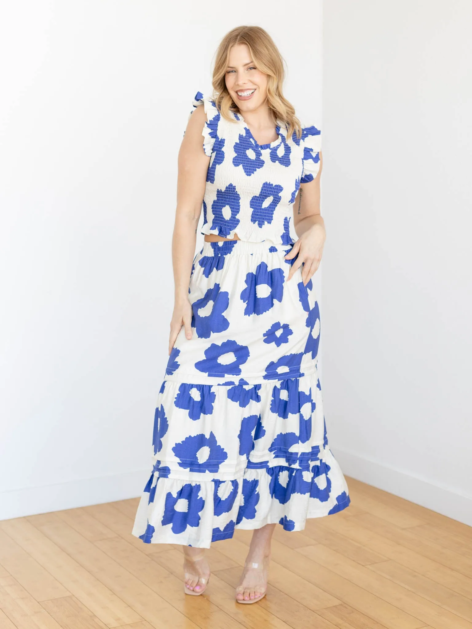 Bold Floral Tiered Skirt