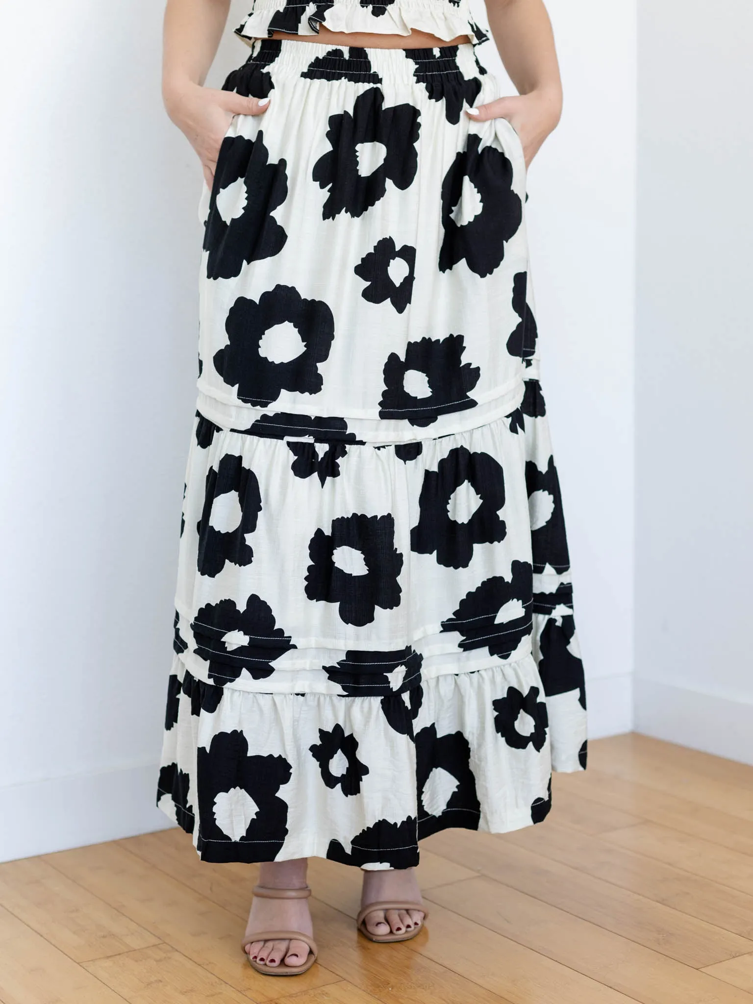Bold Floral Tiered Skirt