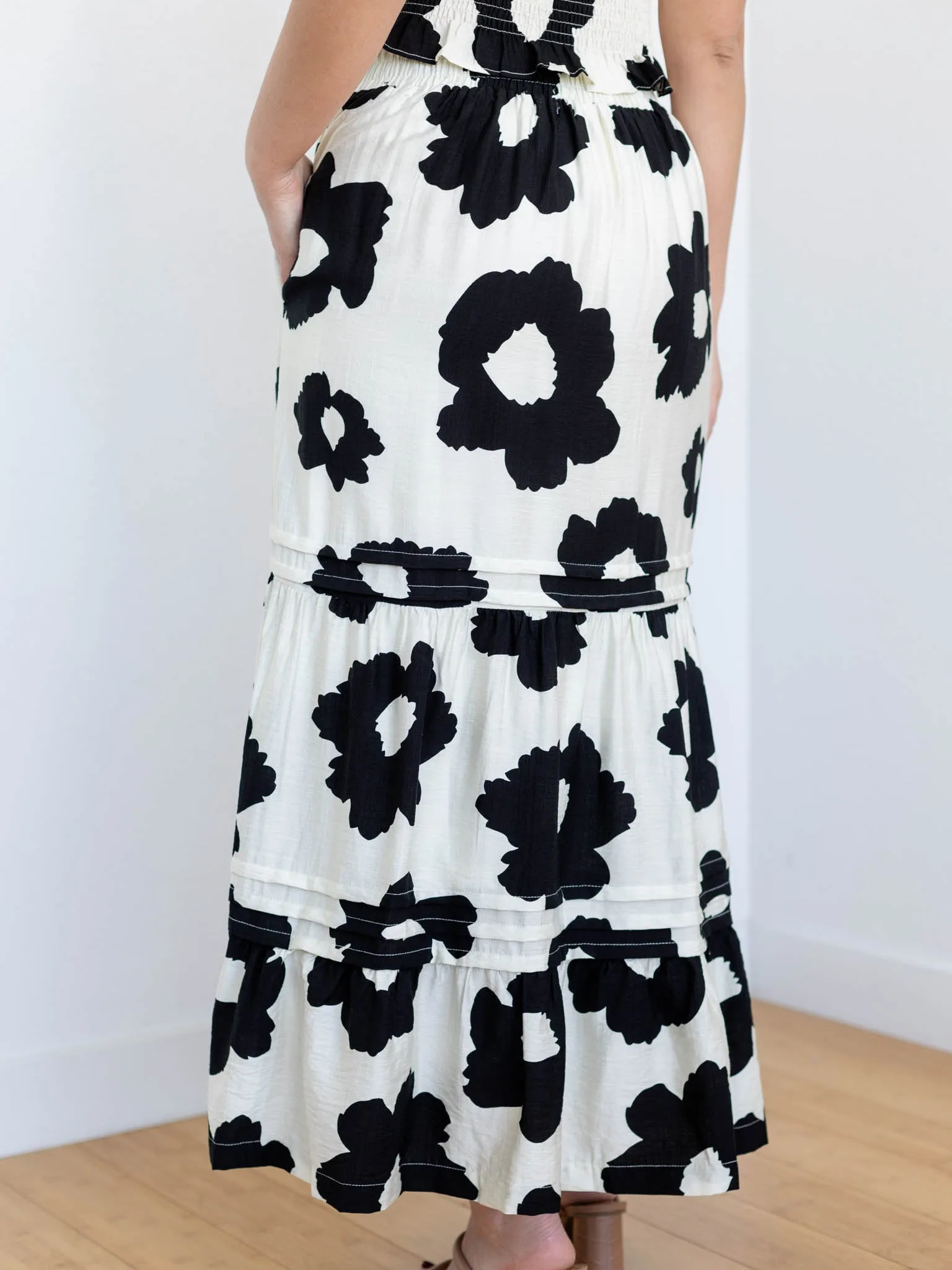 Bold Floral Tiered Skirt