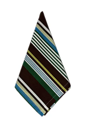bold striped chocolate brown printed cloth dinner napkins