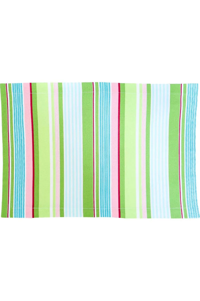 bold striped grass green printed cloth placemats