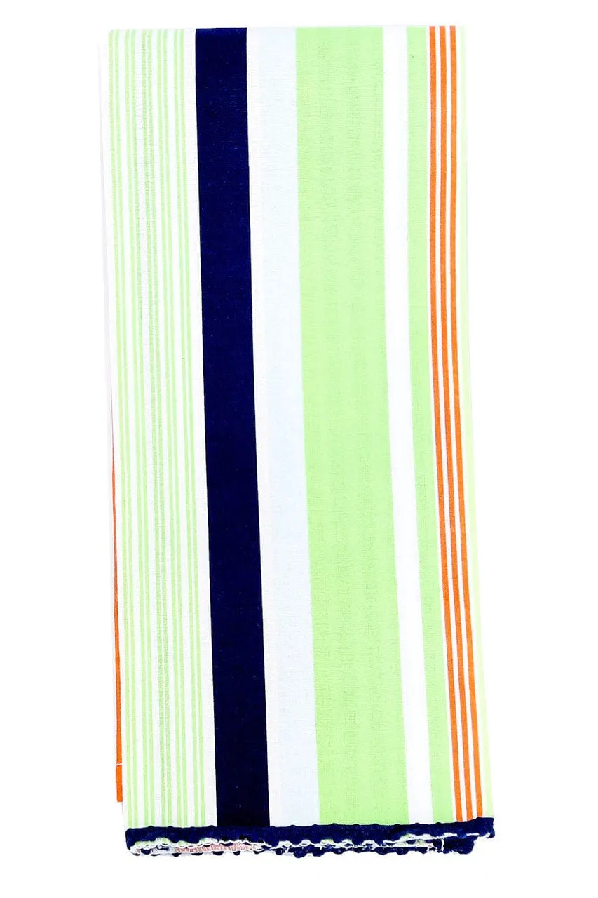 bold striped navy blue printed cloth guest towels