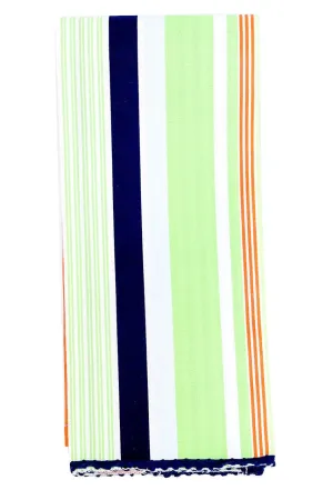 bold striped navy blue printed cloth guest towels
