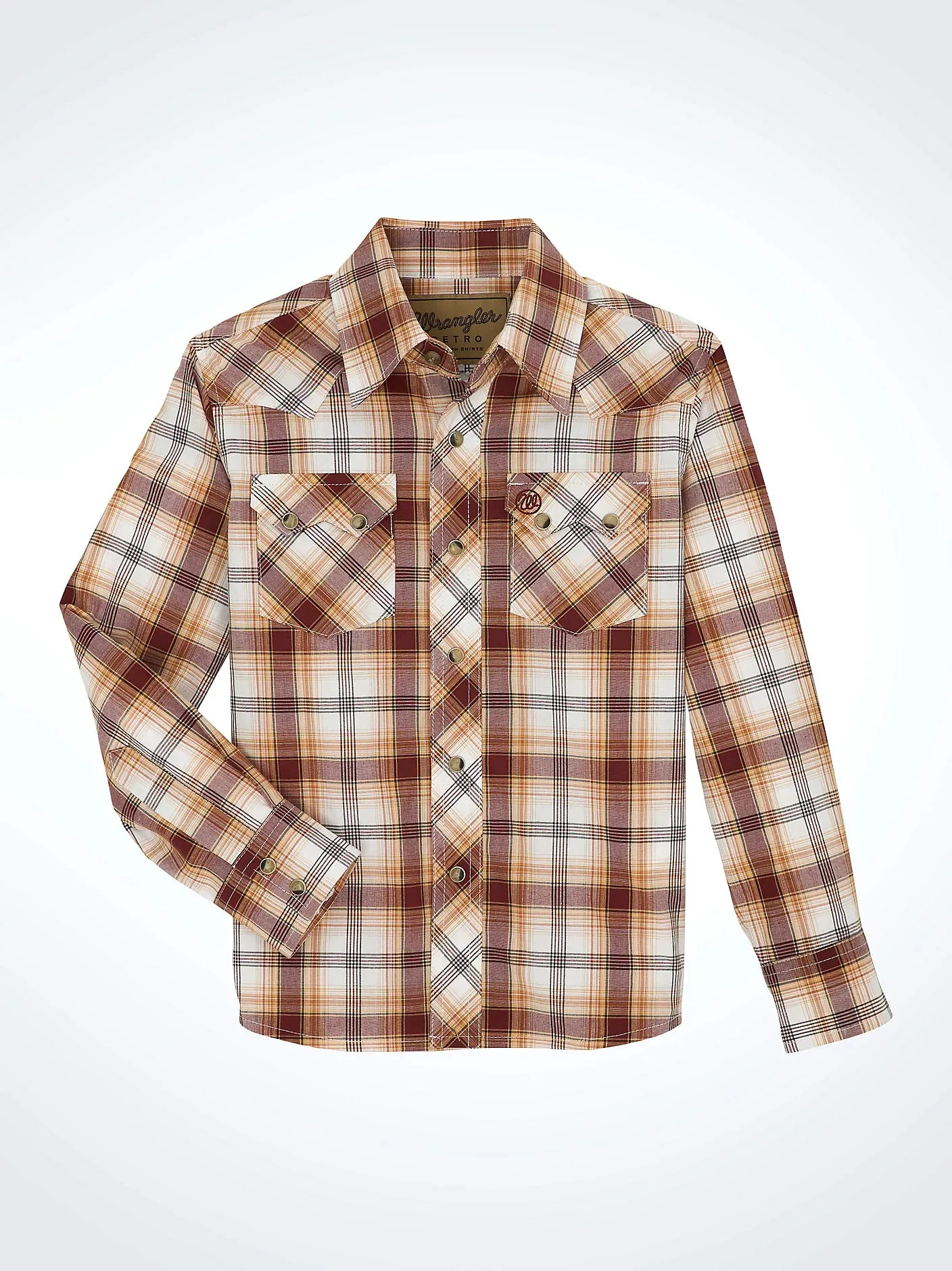 Boy's Wrangler Retro® Western Snap Plaid Shirt with Front Sawtooth Pockets