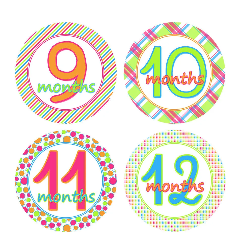 Bright & Bold Colored Monthly Baby Stickers