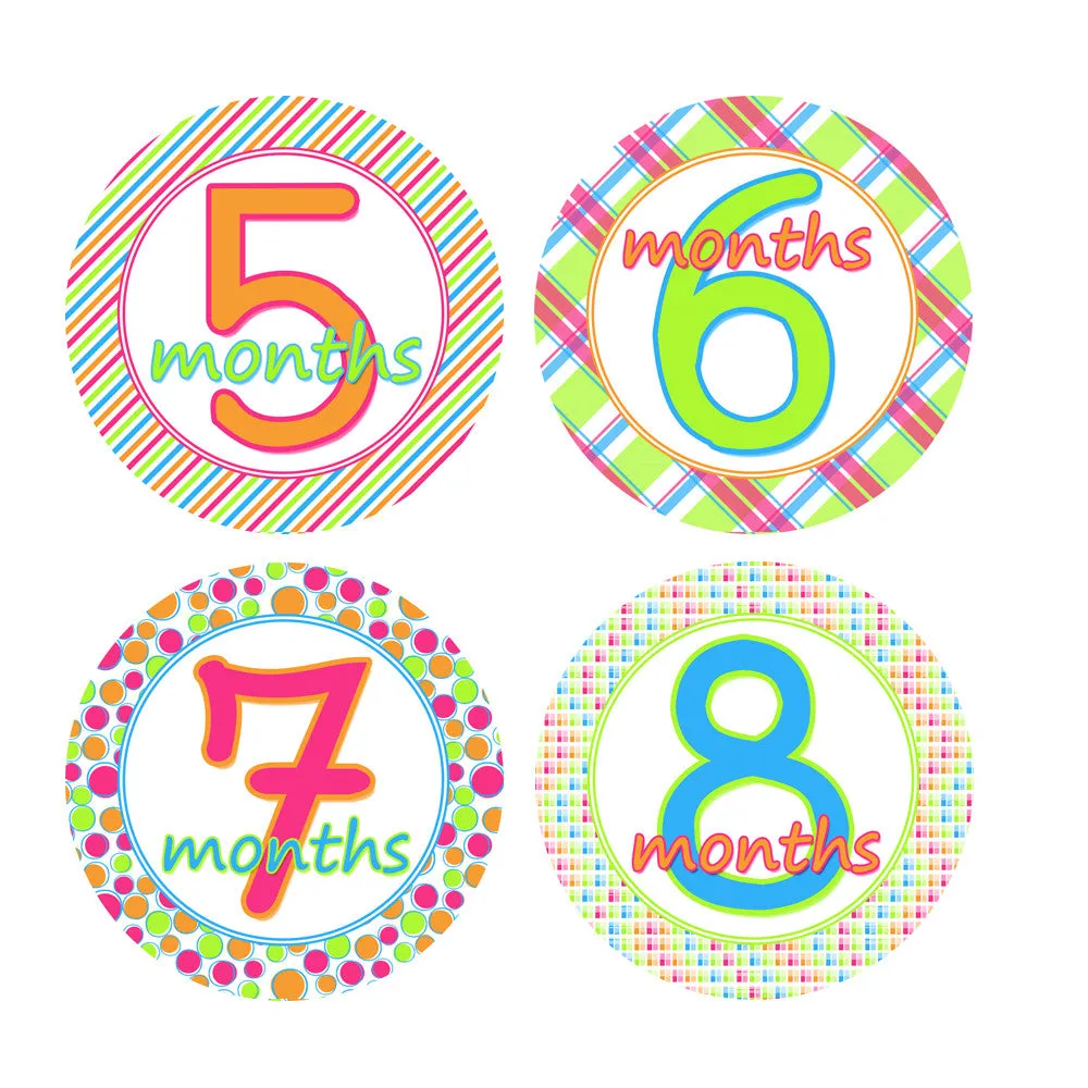 Bright & Bold Colored Monthly Baby Stickers