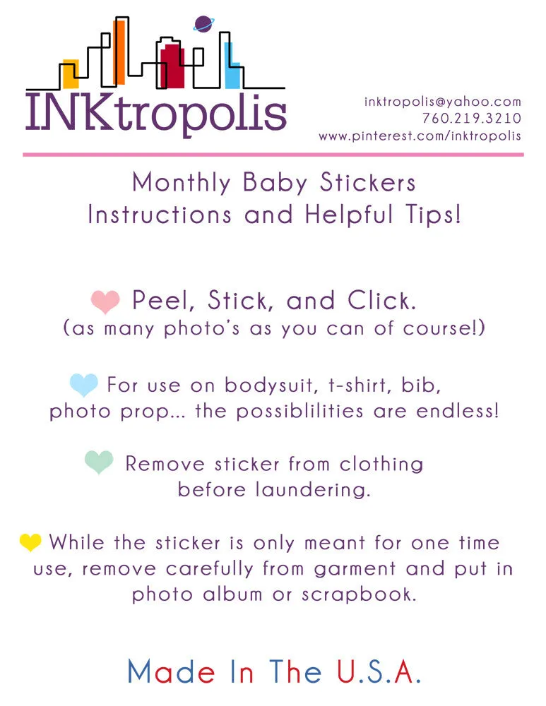 Bright & Bold Colored Monthly Baby Stickers