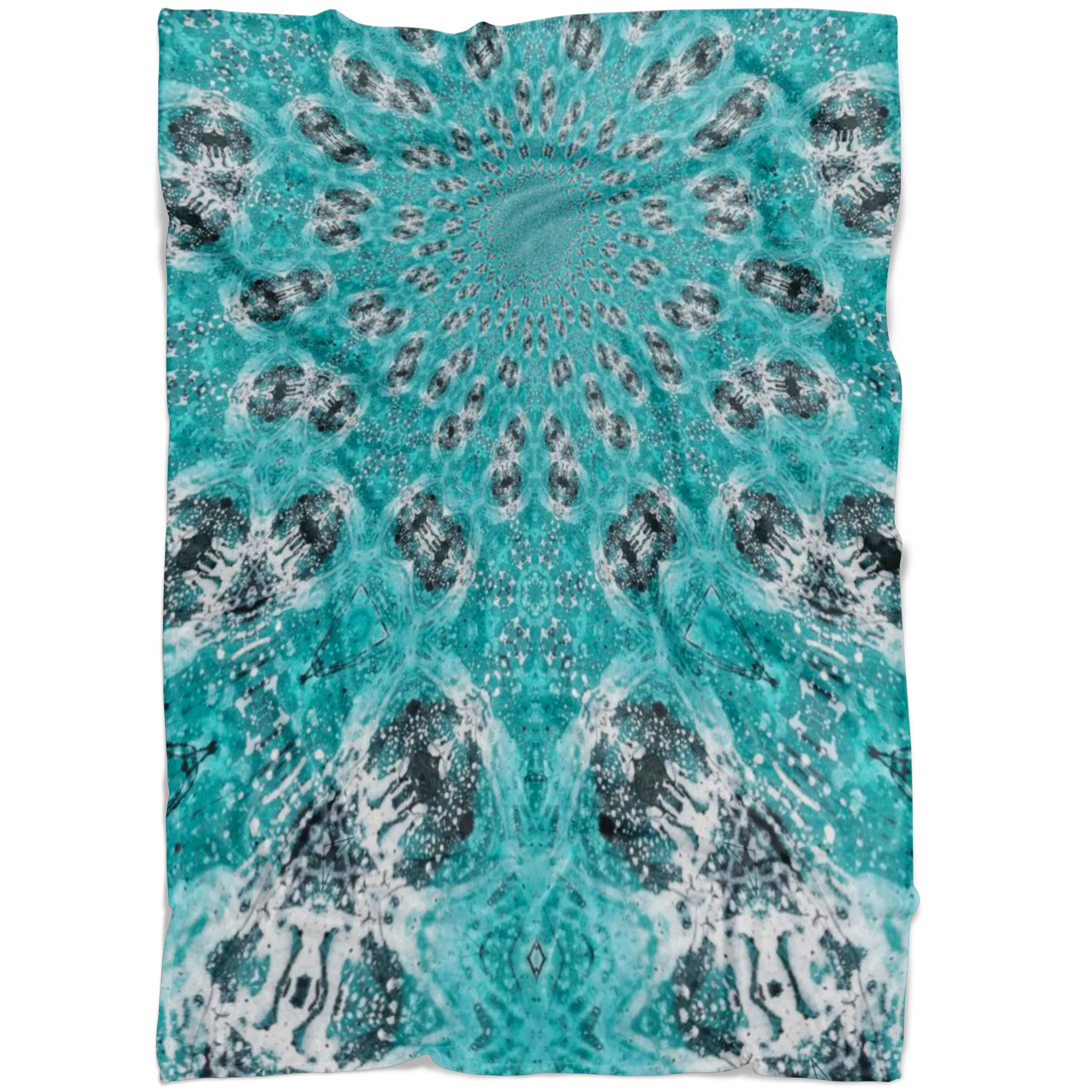 Bright Teal Fractal Fleece