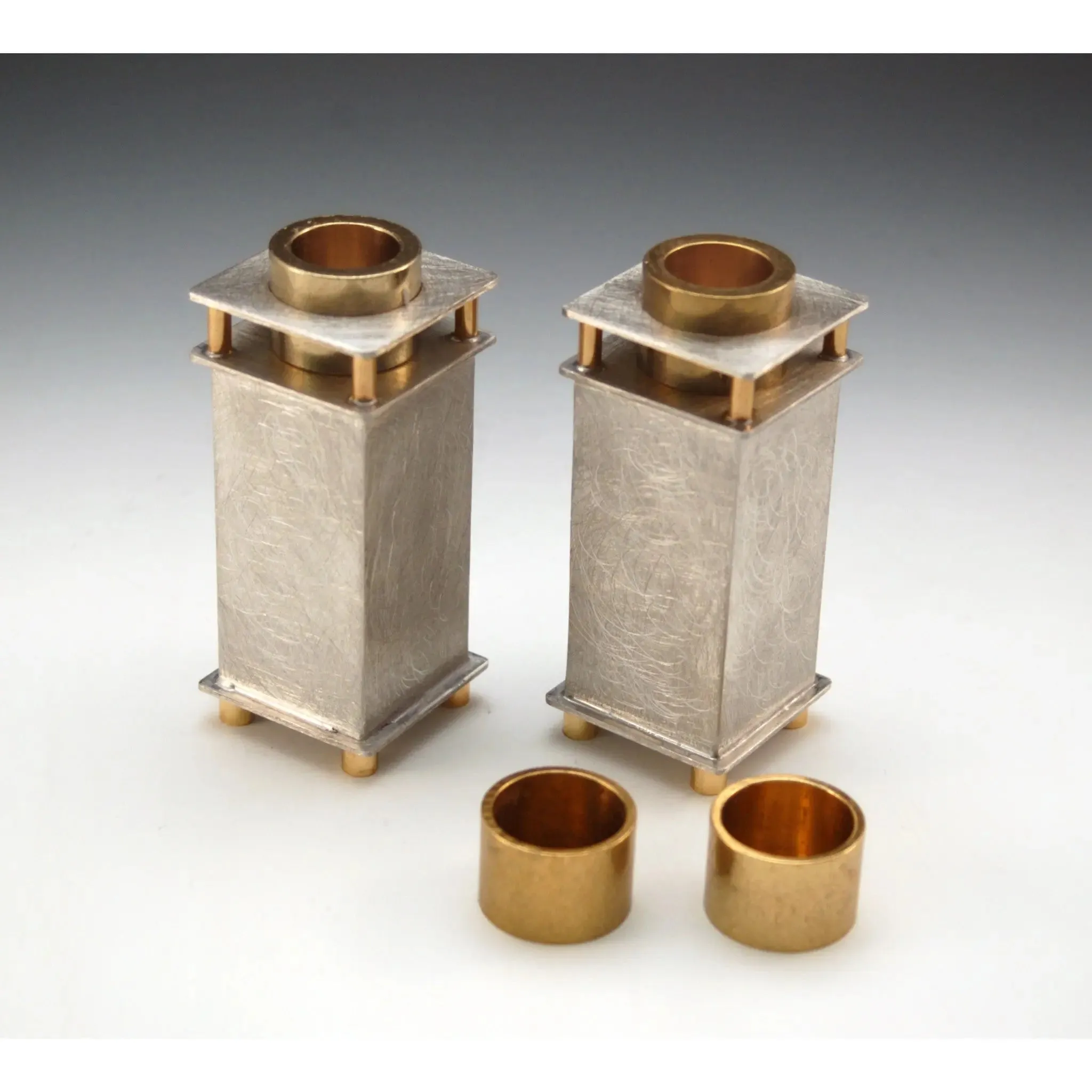 Candle Holders 112 with Brass Inserts by Joy Stember Metal Arts Studio