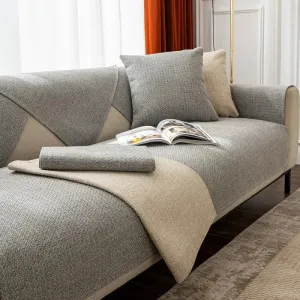 Capa de Sofá Premium em Chenille com Design Moderno Cinza