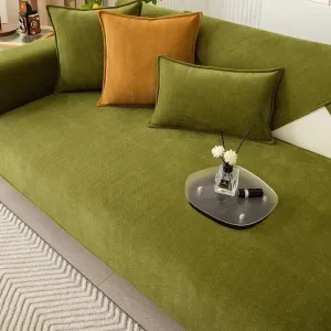 Capa Protetora para Sofá de Chenille Antiderrapante Verde