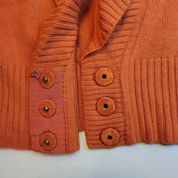 Carlisle Merino Wool Cropped Sweater Cardigan Rust Orange Women's XS