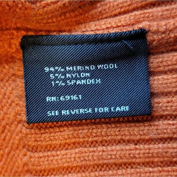Carlisle Merino Wool Cropped Sweater Cardigan Rust Orange Women's XS