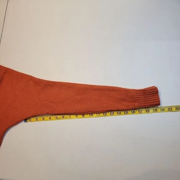 Carlisle Merino Wool Cropped Sweater Cardigan Rust Orange Women's XS