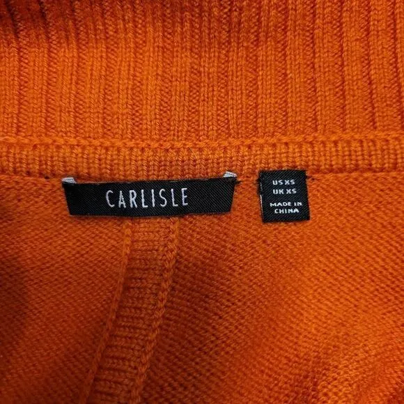 Carlisle Merino Wool Cropped Sweater Cardigan Rust Orange Women's XS