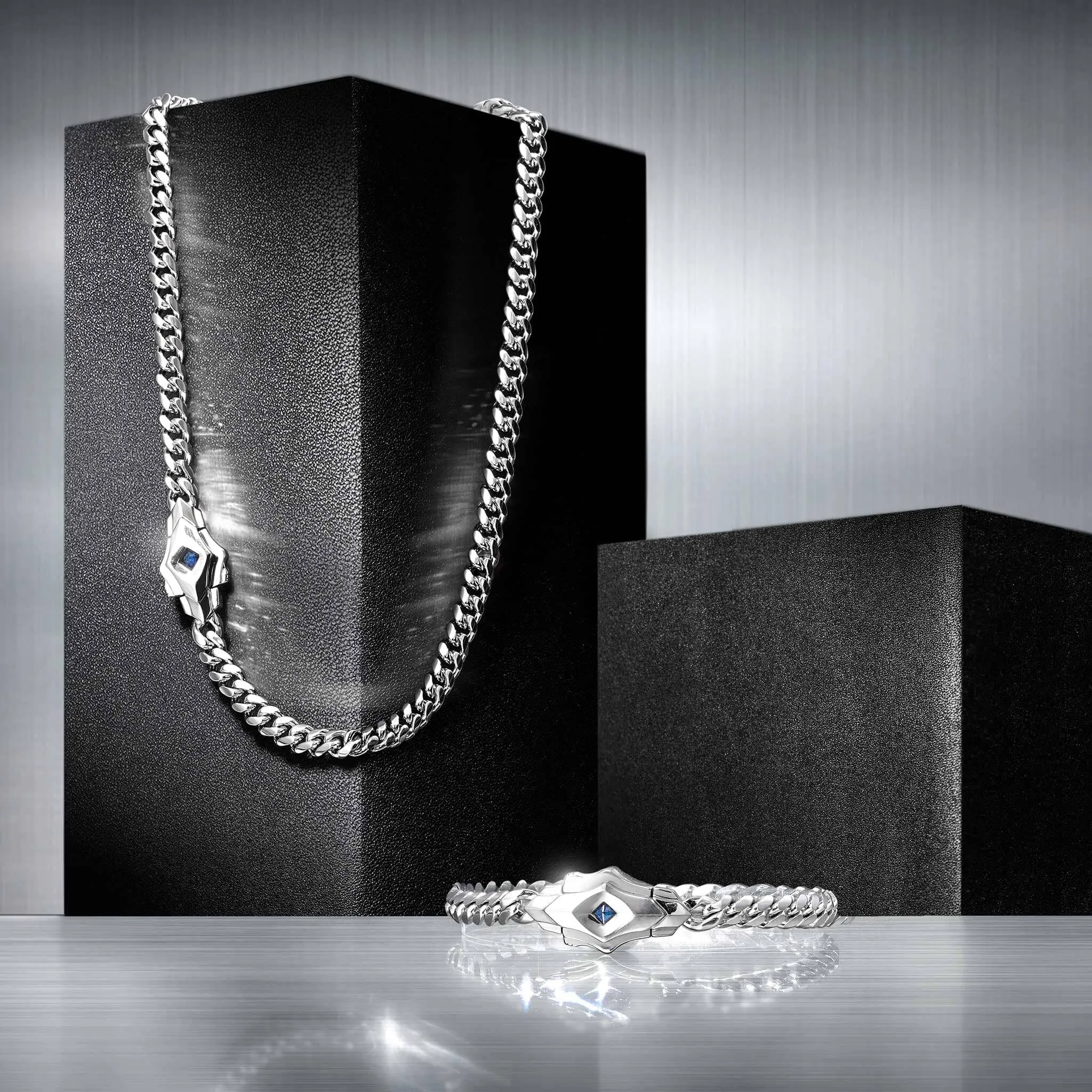 Ceylon Sapphire Link Chain Bracelet