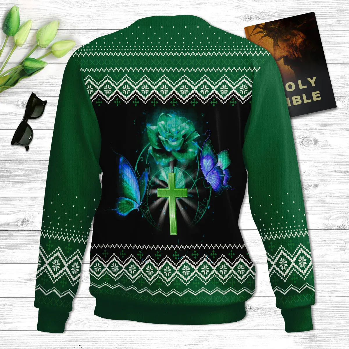 Christianartbag 3D Sweater, I Will Bless The Lord At All Times Psalm 34:1, Unisex Sweater, Christmas Gift.